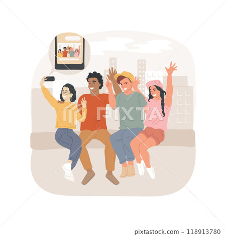 Sending pictures to friends isolated cartoon vector illustration. 118913780