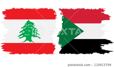 Sudan and Lebanon grunge flags connection vector Sudan and Lebanon grunge flags connection vector 118913794