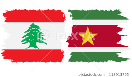 Suriname and Lebanon grunge flags connection vector Suriname and Lebanon grunge flags connection vector 118913795