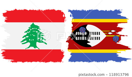eSwatini and Lebanon grunge flags connection vector eSwatini and Lebanon grunge flags connection vector 118913796