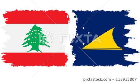 Tokelau and Lebanon grunge flags connection vector Tokelau and Lebanon grunge flags connection vector 118913807