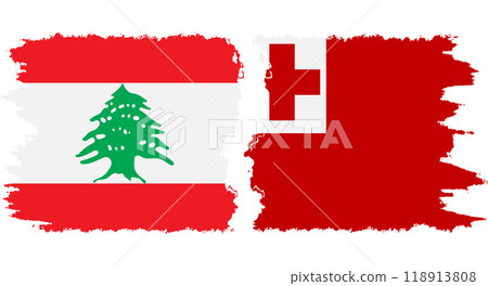 Tonga and Lebanon grunge flags connection vector Tonga and Lebanon grunge flags connection vector 118913808