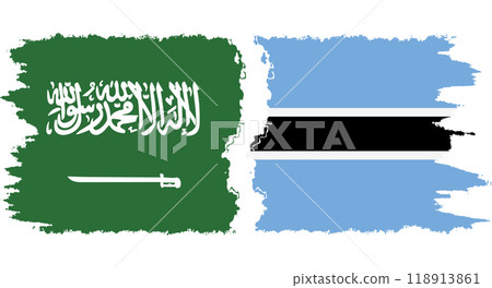 Botswana and Saudi Arabia grunge flags connection vector Botswana and Saudi Arabia grunge flags connection vector 118913861