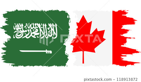 Canada and Saudi Arabia grunge flags connection vector Canada and Saudi Arabia grunge flags connection vector 118913872