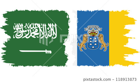 Canary Islands and Saudi Arabia grunge flags connection vector Canary Islands and Saudi Arabia grunge flags connection vector 118913873