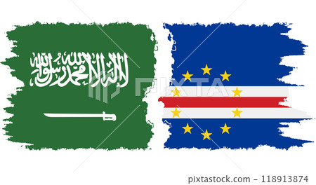 Cape Verde and Saudi Arabia grunge flags connection vector Cape Verde and Saudi Arabia grunge flags connection vector 118913874
