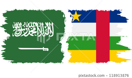 Central African Republic and Saudi Arabia grunge flags connection vecto 118913876