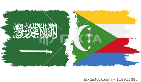 Comoros and Saudi Arabia grunge flags connection vector 118913883
