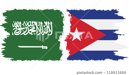 Cuba and Saudi Arabia grunge flags connection vector 118913889