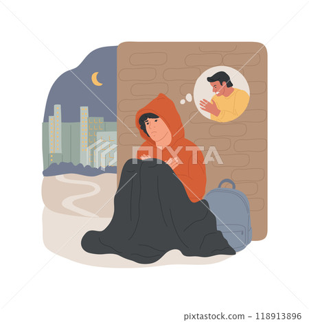 Runaway from home isolated cartoon vector illustration. Runaway from home isolated cartoon vector illustration. 118913896