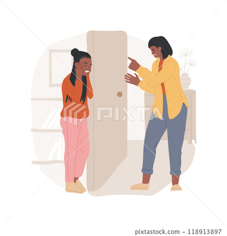 Family fight isolated cartoon vector illustration. Family fight isolated cartoon vector illustration. 118913897
