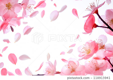 背景與跳舞的粉紅色花朵和花瓣 背景與跳舞的粉紅色花朵和花瓣 118913941