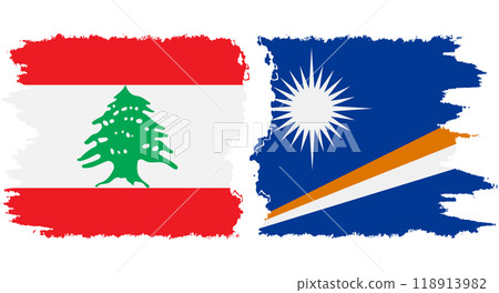 Marshall Islands and Lebanon grunge flags connection vector Marshall Islands and Lebanon grunge flags connection vector 118913982
