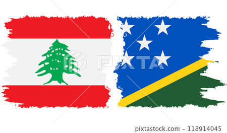 Solomon Islands and Lebanon grunge flags connection vector Solomon Islands and Lebanon grunge flags connection vector 118914045