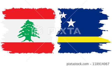 Curacao and Lebanon grunge flags connection vector 118914067
