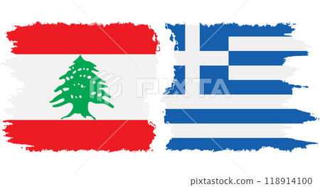 Greece and Lebanon grunge flags connection vector 118914100