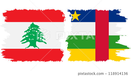 Central African Republic and Lebanon grunge flags connection vecto 118914136
