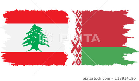 Belarusian and Lebanon grunge flags connection vector Belarusian and Lebanon grunge flags connection vector 118914180