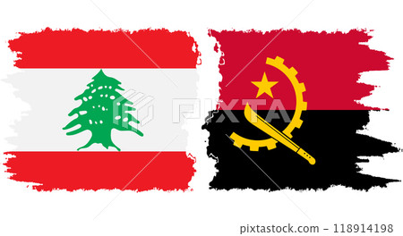 Angola and Lebanon grunge flags connection vector 118914198