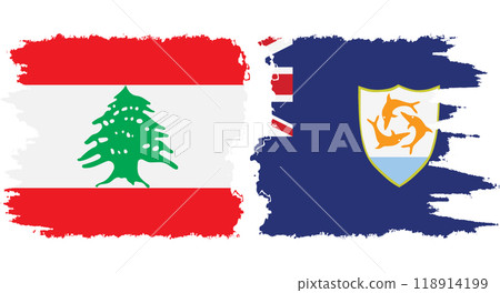 Anguilla and Lebanon grunge flags connection vector Anguilla and Lebanon grunge flags connection vector 118914199