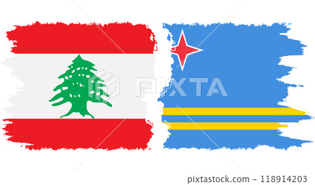 Aruba and Lebanon grunge flags connection vector Aruba and Lebanon grunge flags connection vector 118914203