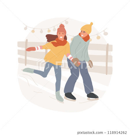 Ice skating isolated cartoon vector illustration. Ice skating isolated cartoon vector illustration. 118914262