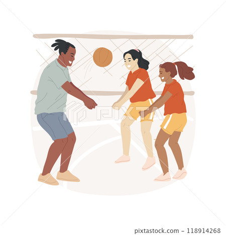 Volleyball training isolated cartoon vector illustration. 118914268