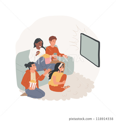Watching movies isolated cartoon vector illustration. Watching movies isolated cartoon vector illustration. 118914338