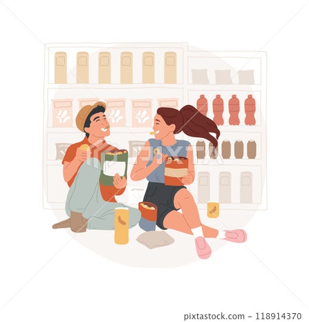 Having fun in the shop isolated cartoon vector illustration. Having fun in the shop isolated cartoon vector illustration. 118914370