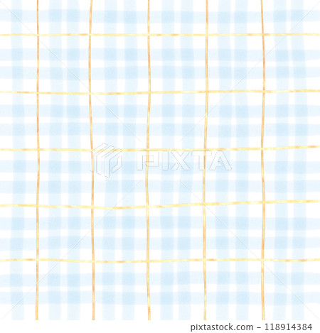 Gold Blue Plaid Gingham Check Hand Drawn Background Overlay Gold Blue Plaid Gingham Check Hand Drawn Background Overlay 118914384