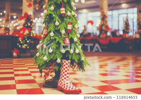 Festive christmas tree decorations for a joyful holiday celebration and cheerful atmosphere Festive christmas tree decorations for a joyful holiday celebration and cheerful atmosphere 118914655