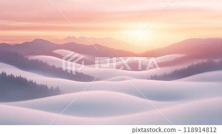 Fog in nature, mystical phenomenon of nature 118914812