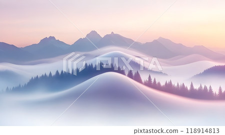 Fog in nature, mystical phenomenon of nature 118914813