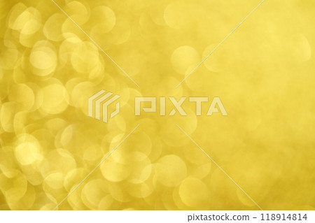 Bokeh circle sparkles background. Yellow glitter backdrop. Monochrome 118914814