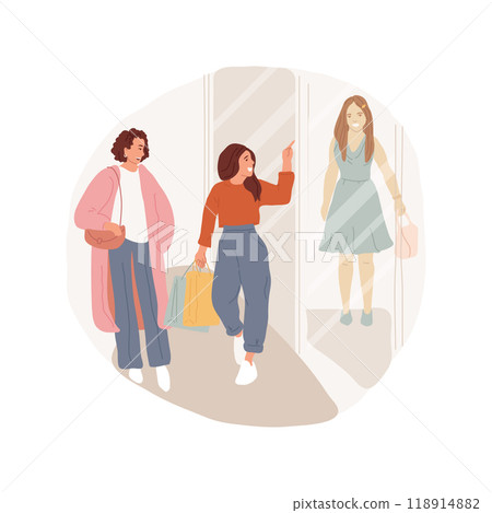 Mom and daughter shopping isolated cartoon vector illustration. 118914882
