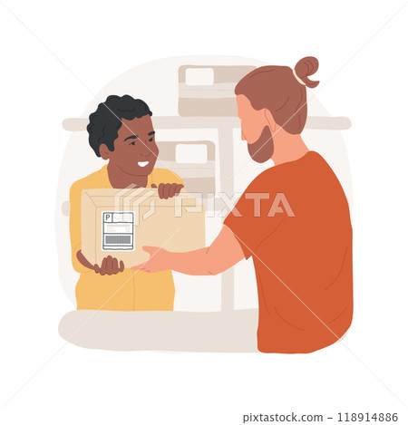 Bring package to the post office isolated cartoon vector illustration. Bring package to the post office isolated cartoon vector illustration. 118914886