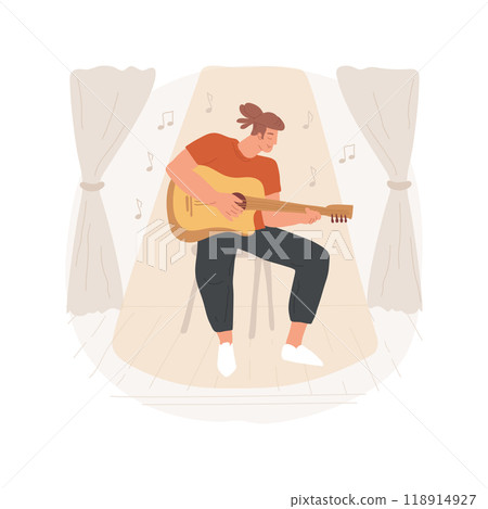 Playing a musical instrument isolated cartoon vector illustration. Playing a musical instrument isolated cartoon vector illustration. 118914927