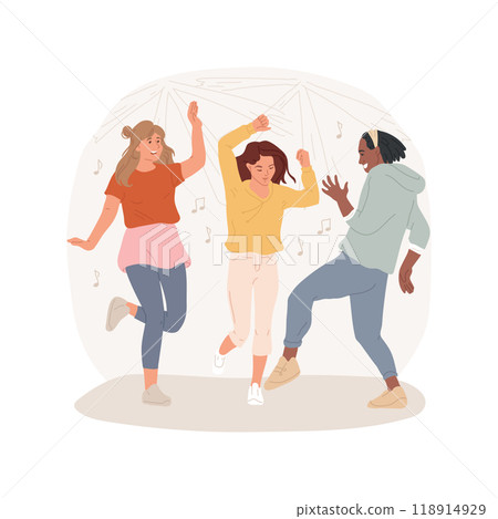 Dancing isolated cartoon vector illustration. Dancing isolated cartoon vector illustration. 118914929