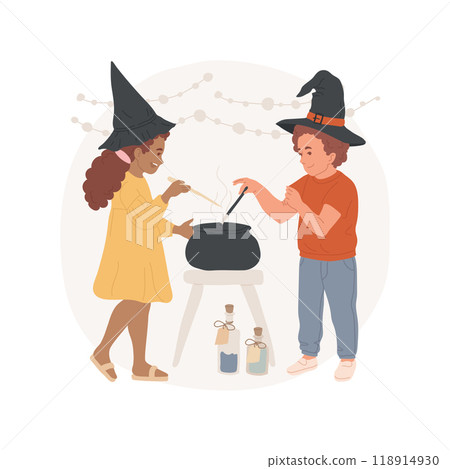 Kiddie witchcraft isolated cartoon vector illustration. Kiddie witchcraft isolated cartoon vector illustration. 118914930