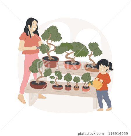 Bansai growing isolated cartoon vector illustration. Bansai growing isolated cartoon vector illustration. 118914969