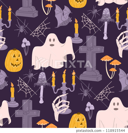 Creepy and Fun Halloween seamless pattern Creepy and Fun Halloween seamless pattern 118915544
