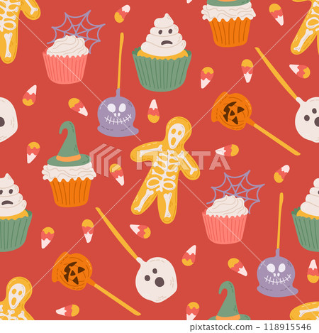 Trick or Treat Halloween seamless pattern Trick or Treat Halloween seamless pattern 118915546