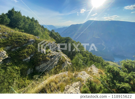 Sulak Canyon. Beautiful view of the mountains and the river on a sunny summer day. Dagestan 118915622