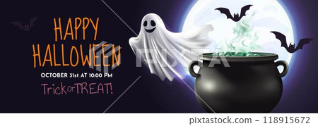 Halloween horizontal banner with balloons Halloween horizontal banner with balloons 118915672