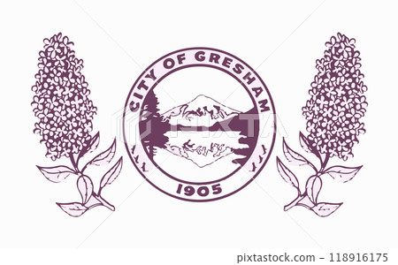 Flag of the city of Gresham, Oregon, USA, original colors and proportions. Illustration Flag of the city of Gresham, Oregon, USA, original colors and proportions. Illustration 118916175