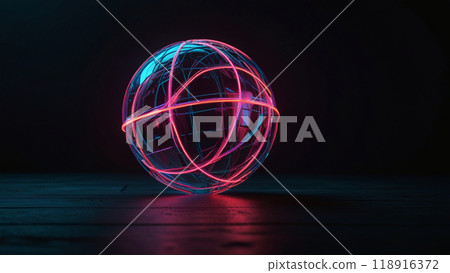 Glass ball with neon lines 118916372