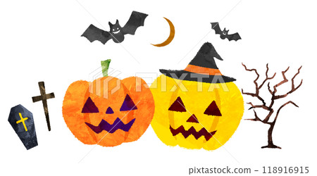Halloween pumpkins and ghosts Halloween pumpkins and ghosts 118916915