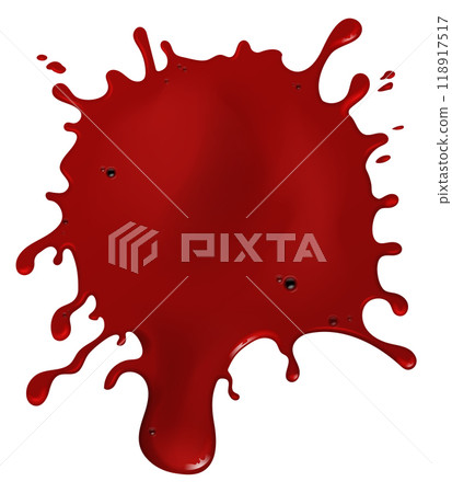 Blood drop. Realistic red splash. Paint stain Blood drop. Realistic red splash. Paint stain 118917517