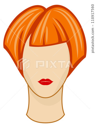 Fashion woman haircut. Short red hair model Fashion woman haircut. Short red hair model 118917560