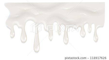 White liquid border. Dripping cream. Realistic milk White liquid border. Dripping cream. Realistic milk 118917626